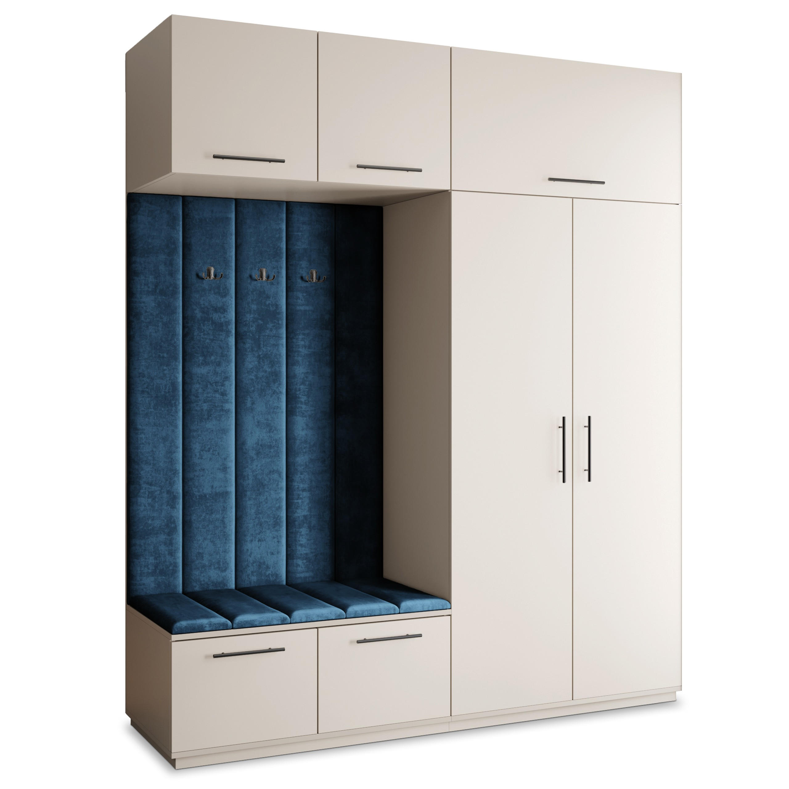 Masseno Garderobenschrank Kaschmir, Blau 200x240x60 cm