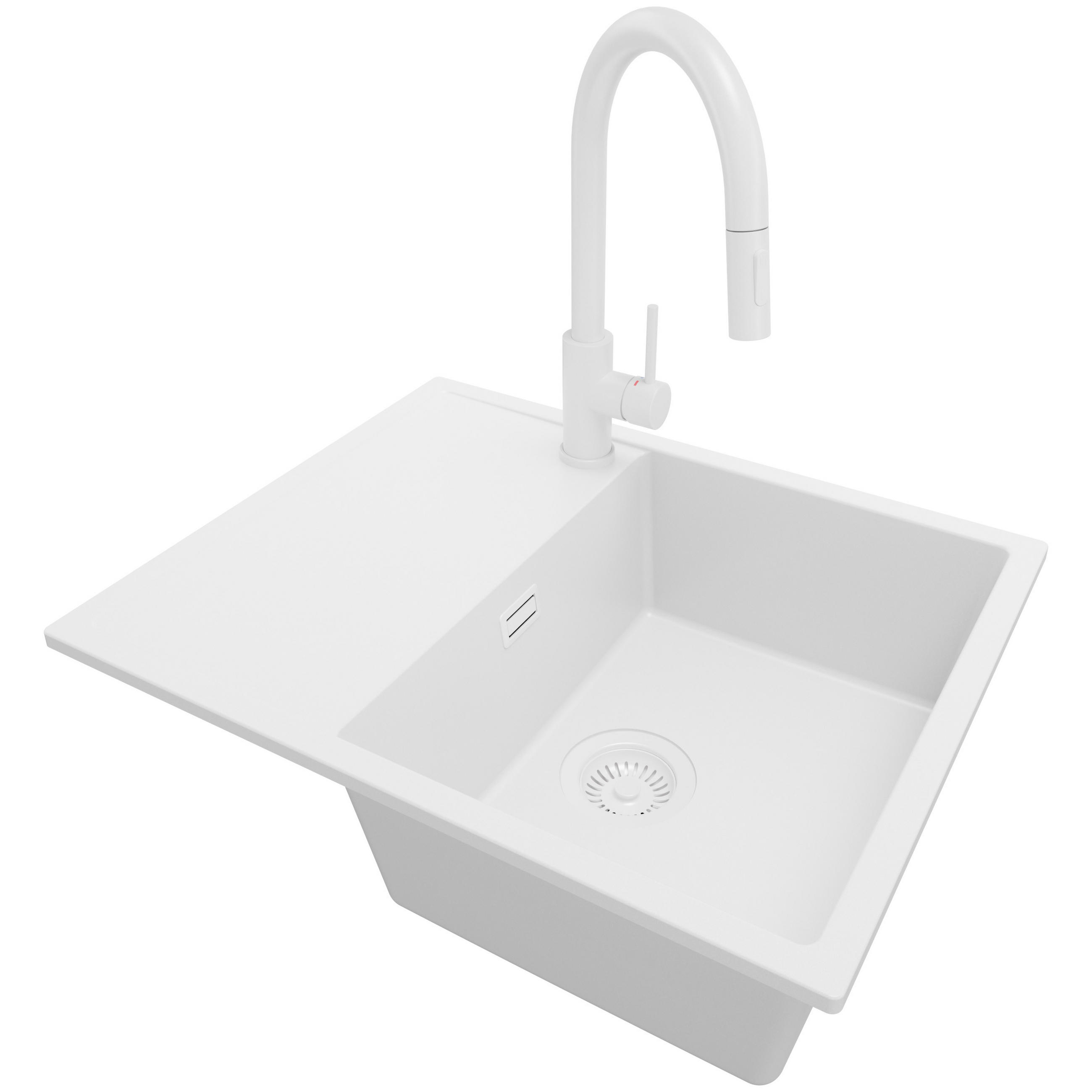 Primagran Granitspüle Weiß, Weiß, Weiß 62x19x50 cm