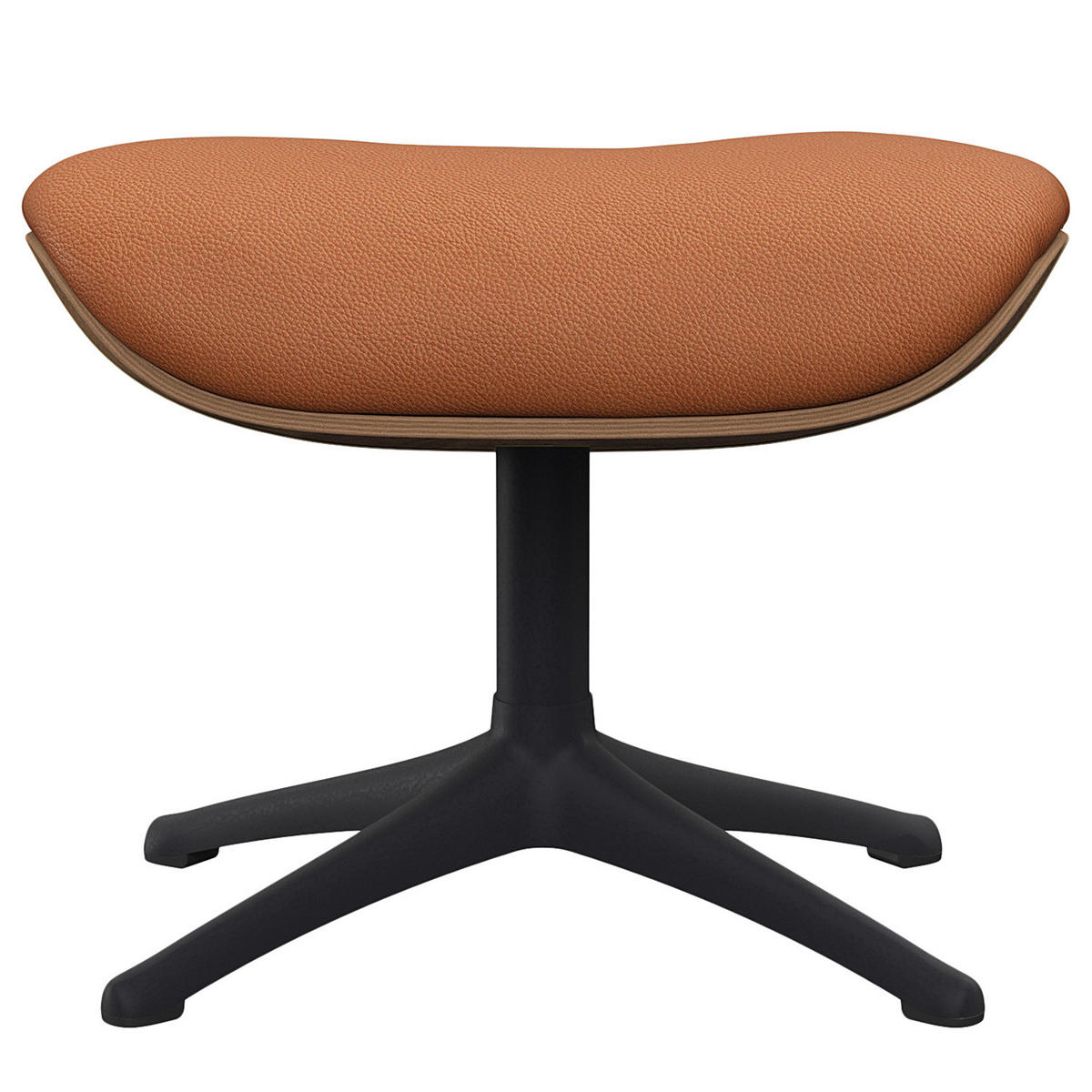 POLSTERHOCKER - Echtleder - Kastanienfarben/Schwarz, Leder/Holz (49/39/44cm) - home24