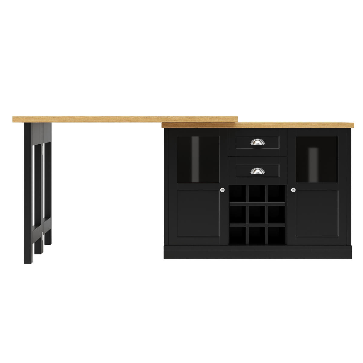 BARTISCH DE-38568 ausziehbar 120-197 cm 360° drehbar und LED-Beleuchtung Schwarz - Schwarz, Holzwerkstoff (40/120/72cm) - ComfortXL