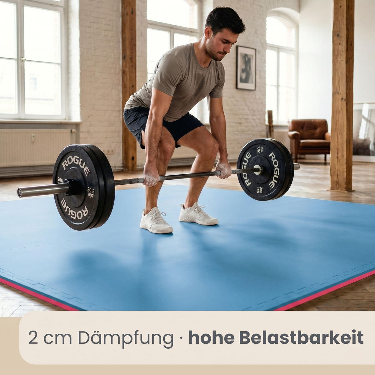 BODENSCHUTZMATTEN - 4er Set - 63/63/2 cm - Rot / Blau - Blau, Kunststoff (63/63cm) - eyepower
