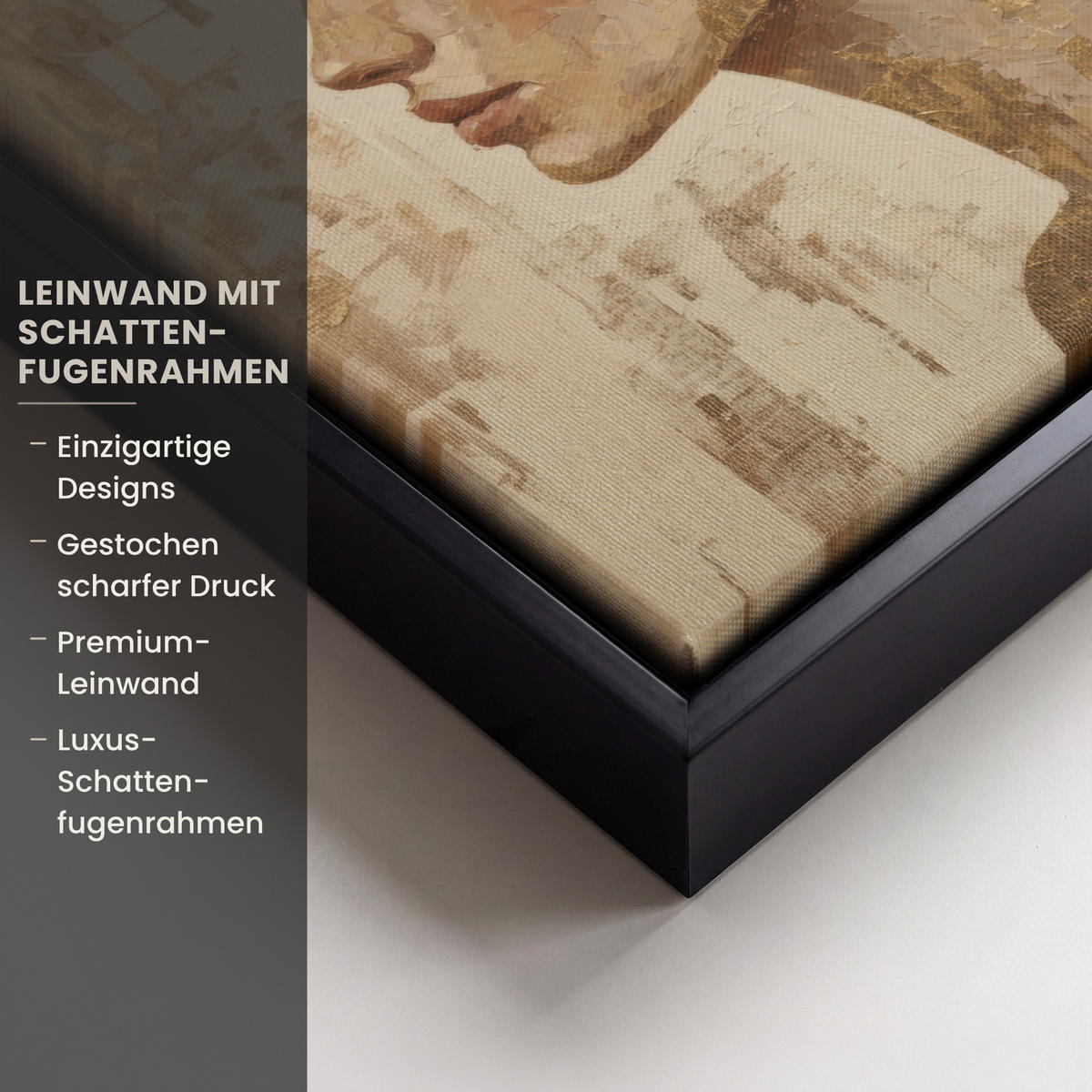 LEINWAND Bilder mit Rahmen - Frau - Gold - Abstrakt - Textur - 20x20 - Goldfarben, Textil (20/20cm) - MuchoWow