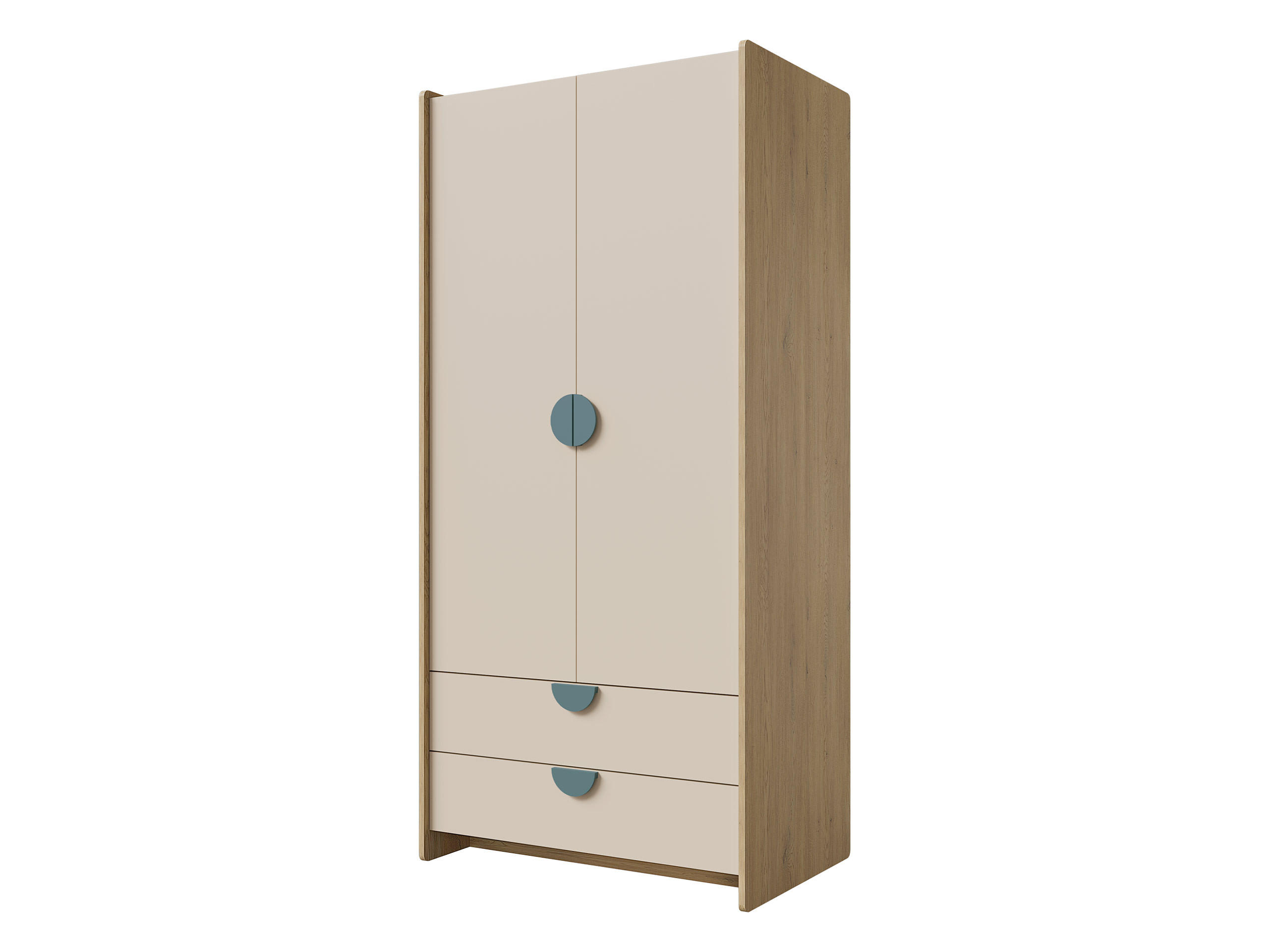 KINDERKLEIDERSCHRANK Lexi 2D2S 02 - Blau/Eichefarben, Holzwerkstoff/Kunststoff (84/198/60cm) - MIRJAN24