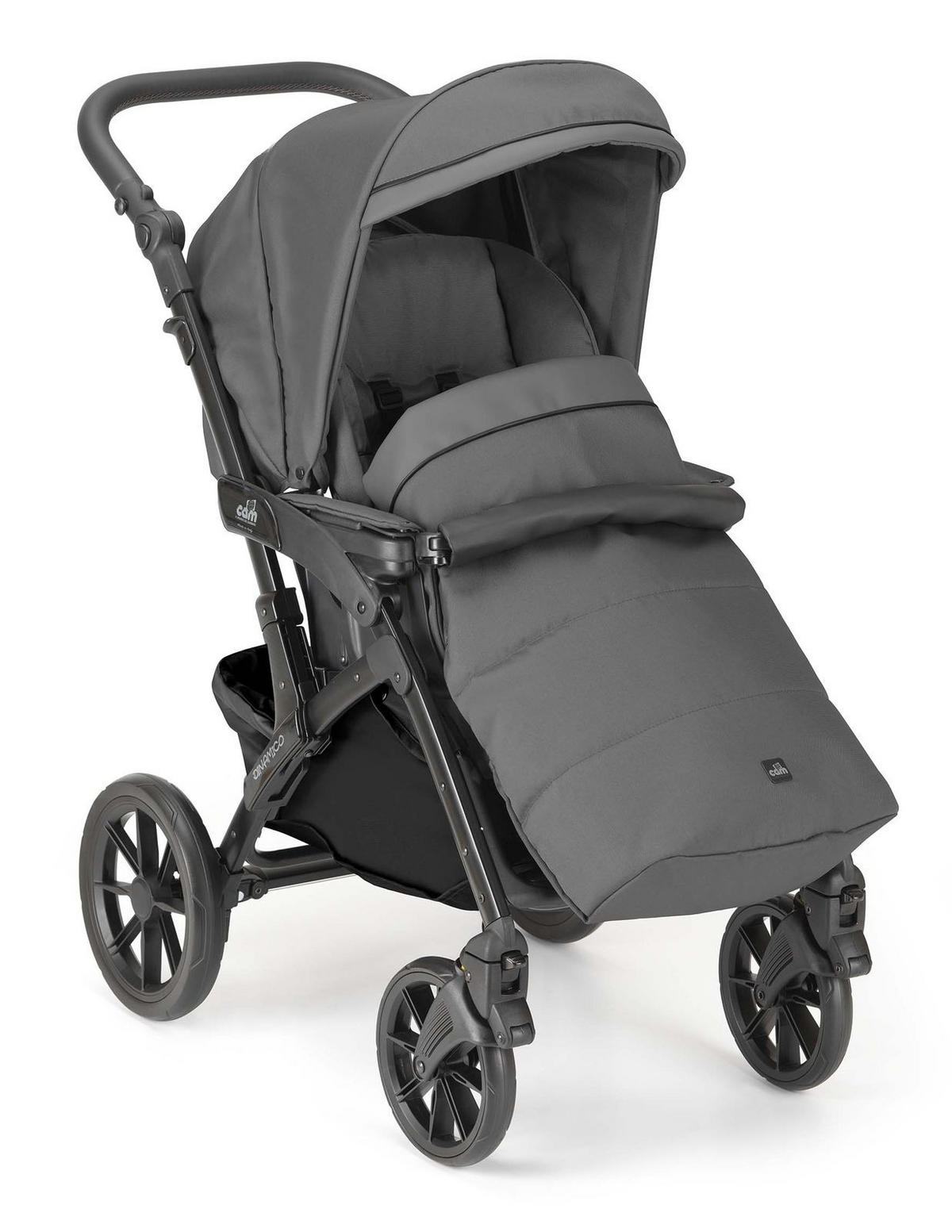 SPORT-KINDERWAGEN Dinamico Rover Kombi 3 in 1 | Anthrazit | Sportwagen | inkl. Babyschale & Auto-Kindersitz - Anthrazit, Textil (70/110cm) - Cam il Mondo del Bambino S.p.A.