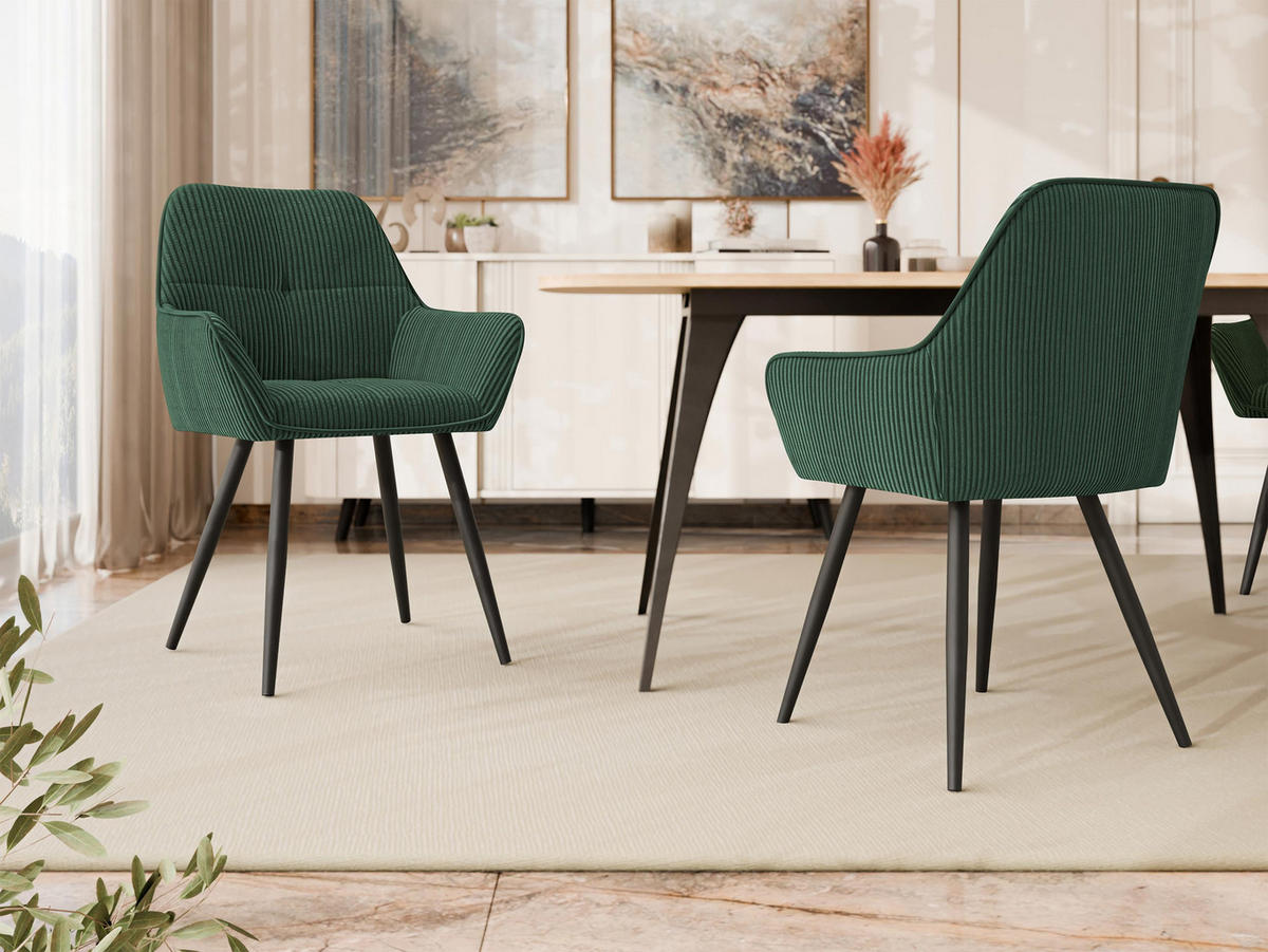 SET 2 SCAUNE Archon (2 buc) - verde/negru, material textil/metal (64/86/61cm) - MIRJAN24