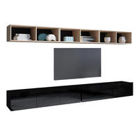 WOHNWAND Kossana 33 Modern Goldene Eiche/Schwarz 300/68/43 cm Stauraumwunder - Schwarz, Holzwerkstoff/Kunststoff (300/68/43cm) - AX Living