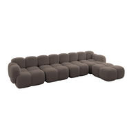 ECKSOFA modulares Sofa Rechts Miko-L3 390x205x75 Braun Bouclé - Dunkelbraun/Schwarz, Holzwerkstoff/Kunststoff (390/205cm) - ALTDECOR
