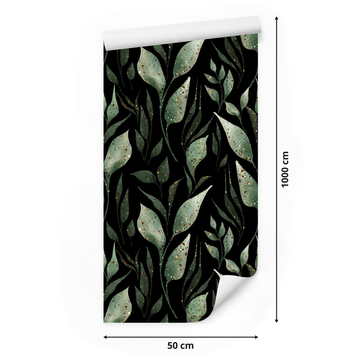 VLIESTAPETE Blätter und Zweige – Grün, Schwarz – 50x1000 cm - Schwarz/Grün, Papier (50/1000cm) - Muralo