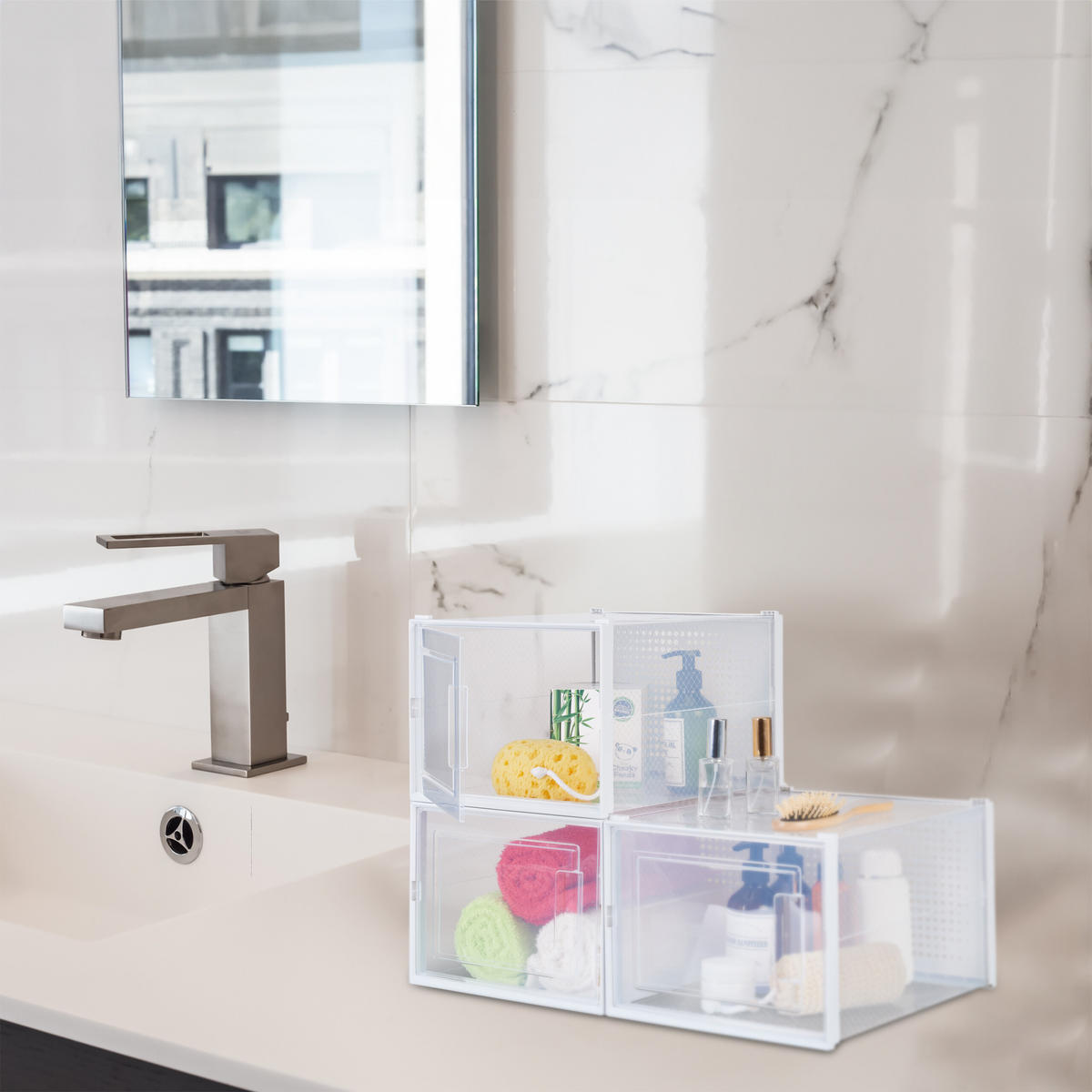 6XÚLOŽNÉ boxy - priehľadné, plast (28/21/36cm) - Relaxdays