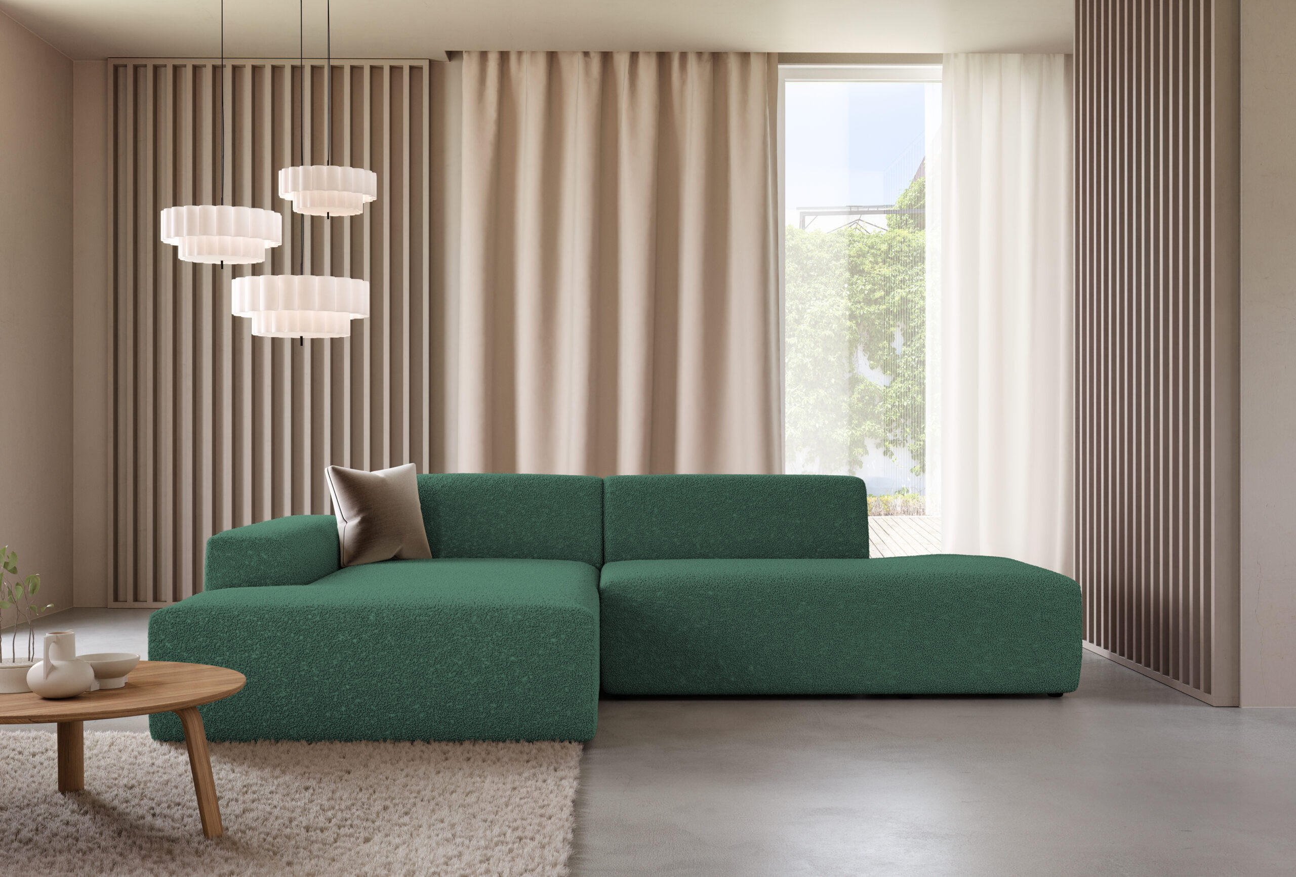 ECKSOFA Modular Premium Grün - Schwarz/Grün, Holz/Holzwerkstoff (280/190cm) - Furnisell