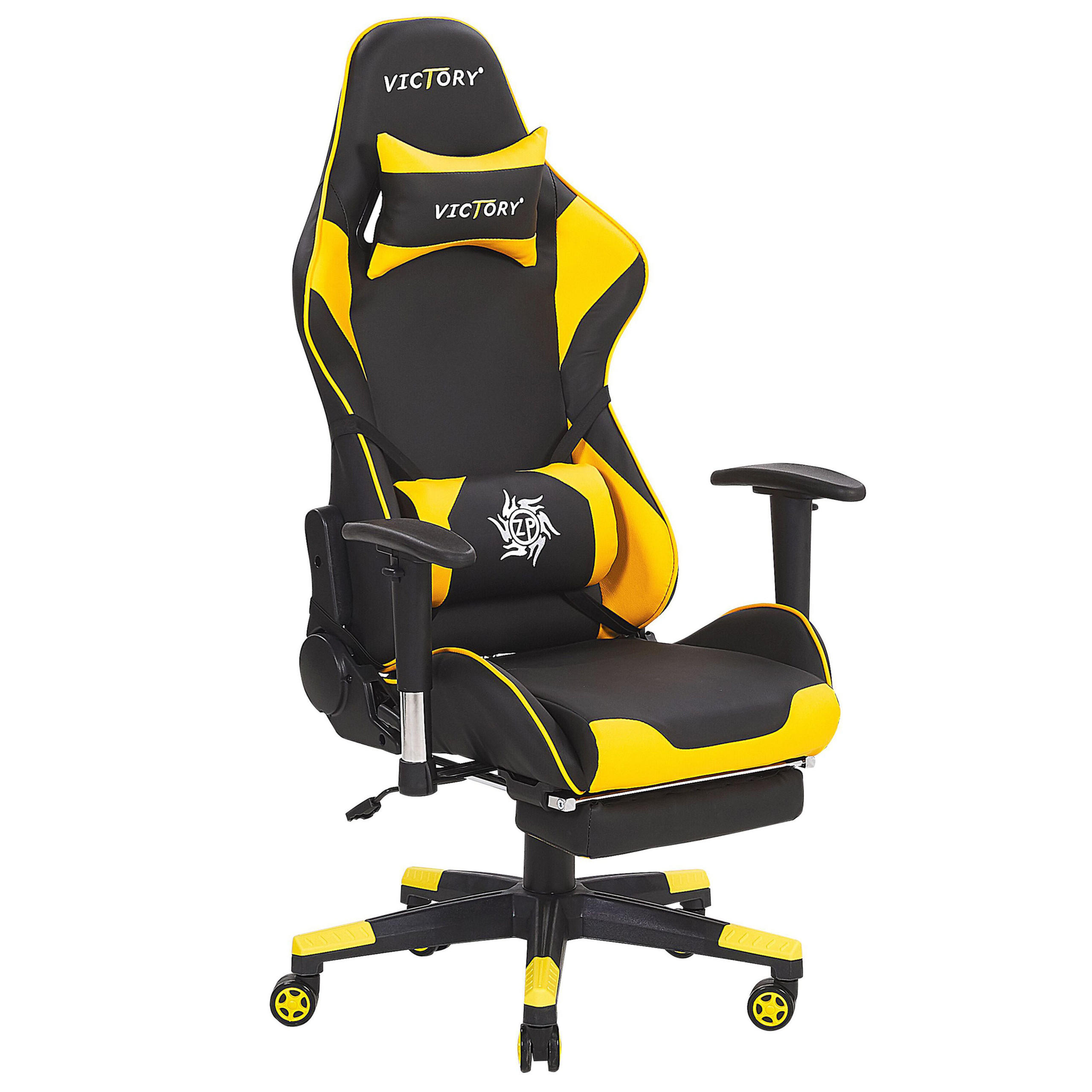 BÜROSTUHL Kunstleder Schwarz/Gelb Victory - Schwarz, Kunststoff/Textil (55/124/60cm) - Beliani