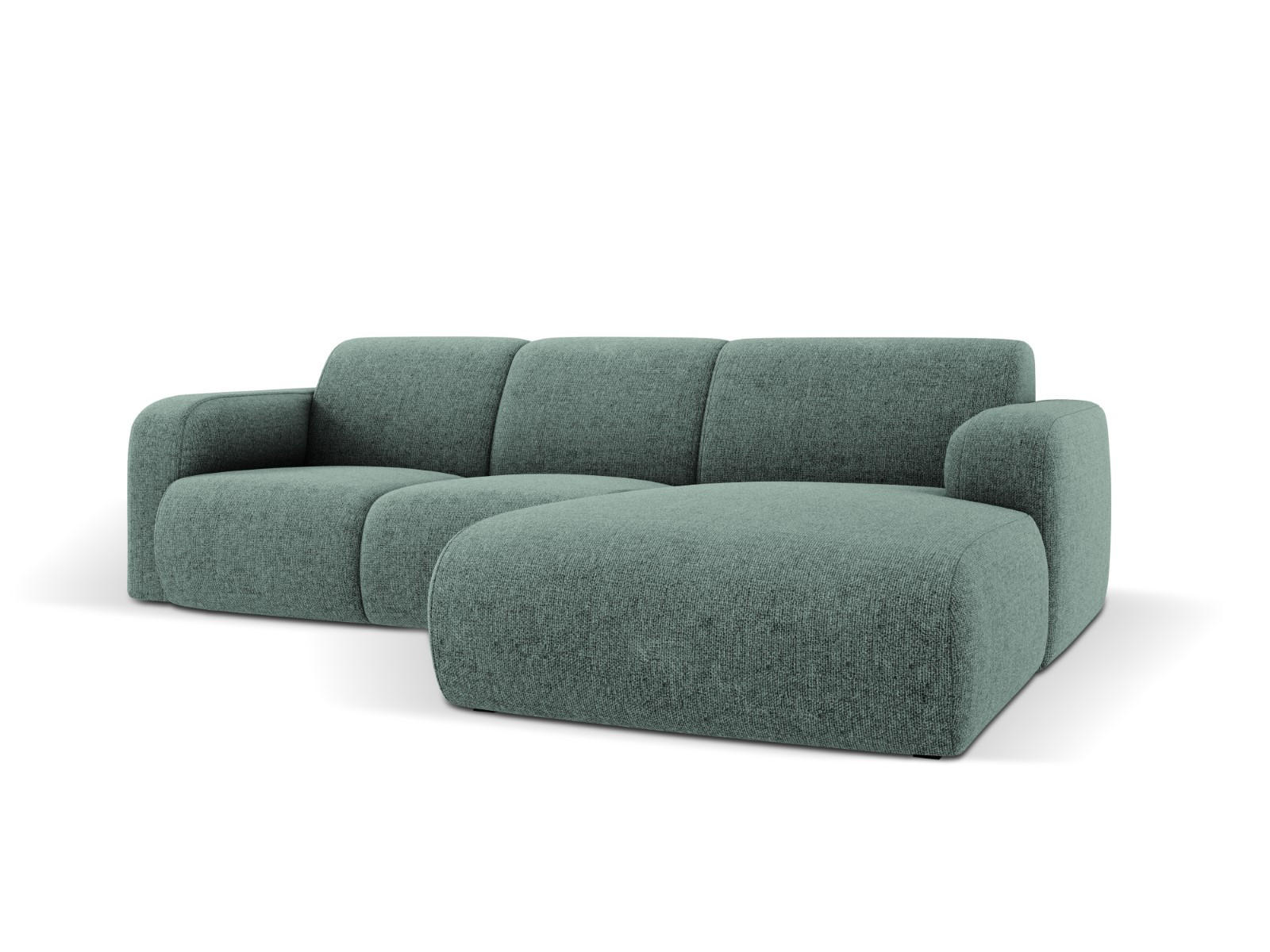 ECKSOFA rechts Molino aus Chenille-Stoff petrol 4 Sitzplätze - Petrol, Textil (170/250cm) - Micadoni