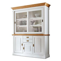 BUFFET Novara 5-türig mit 2 Schubladen - Weiß/Braun, Holz (163/117/48cm) - Casamia Massive Möbel