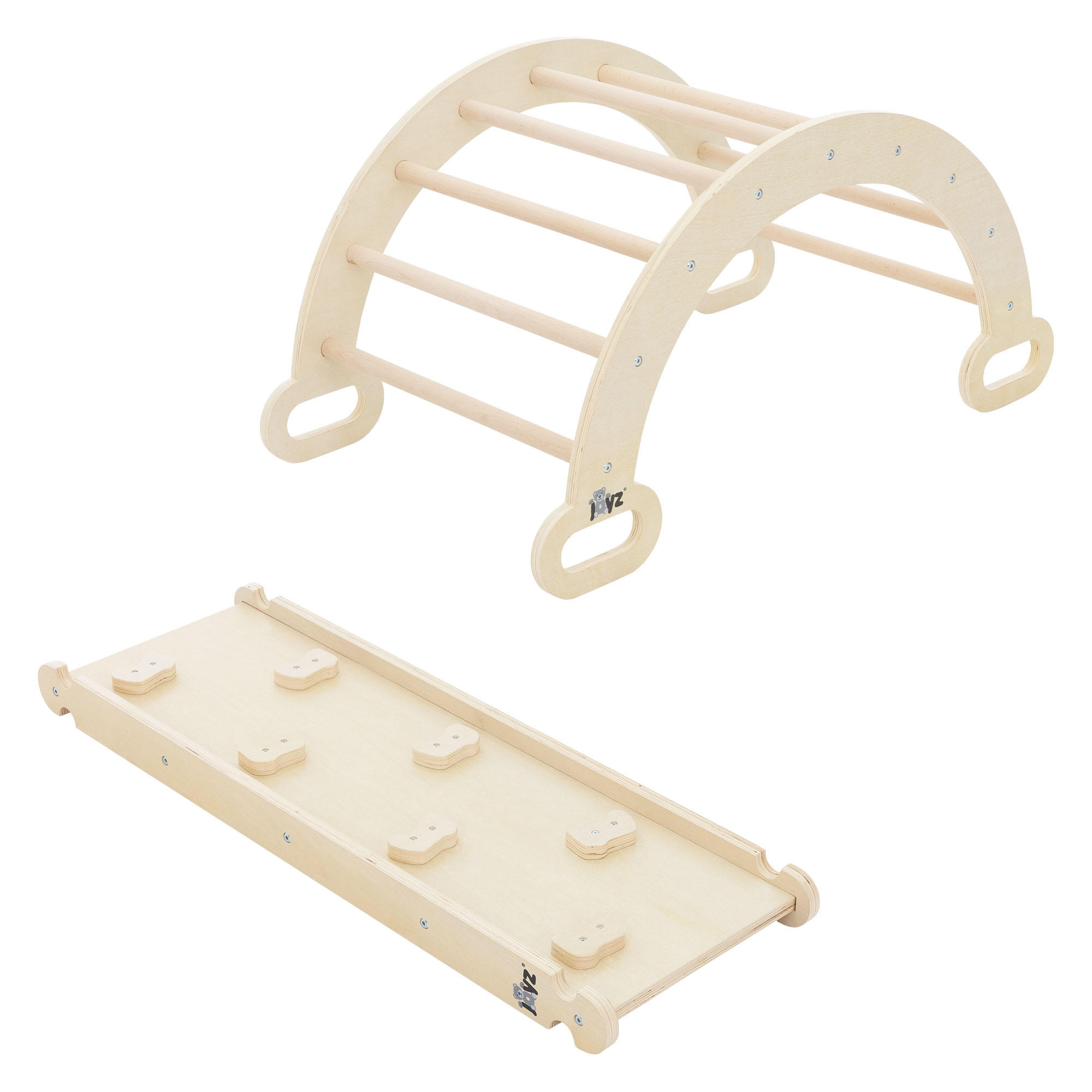 KLETTERBOGEN mit RUTSCHBRETT - Naturfarben, Holz (52/45.5/94cm) - Joyz