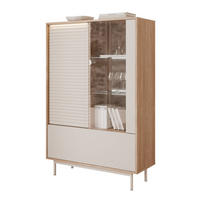 VITRINE LUSSO 100 cm Glastüren, Eiche / Kaschmir - Eichefarben, Holzwerkstoff/Metall (100/152/40cm) - Idohome