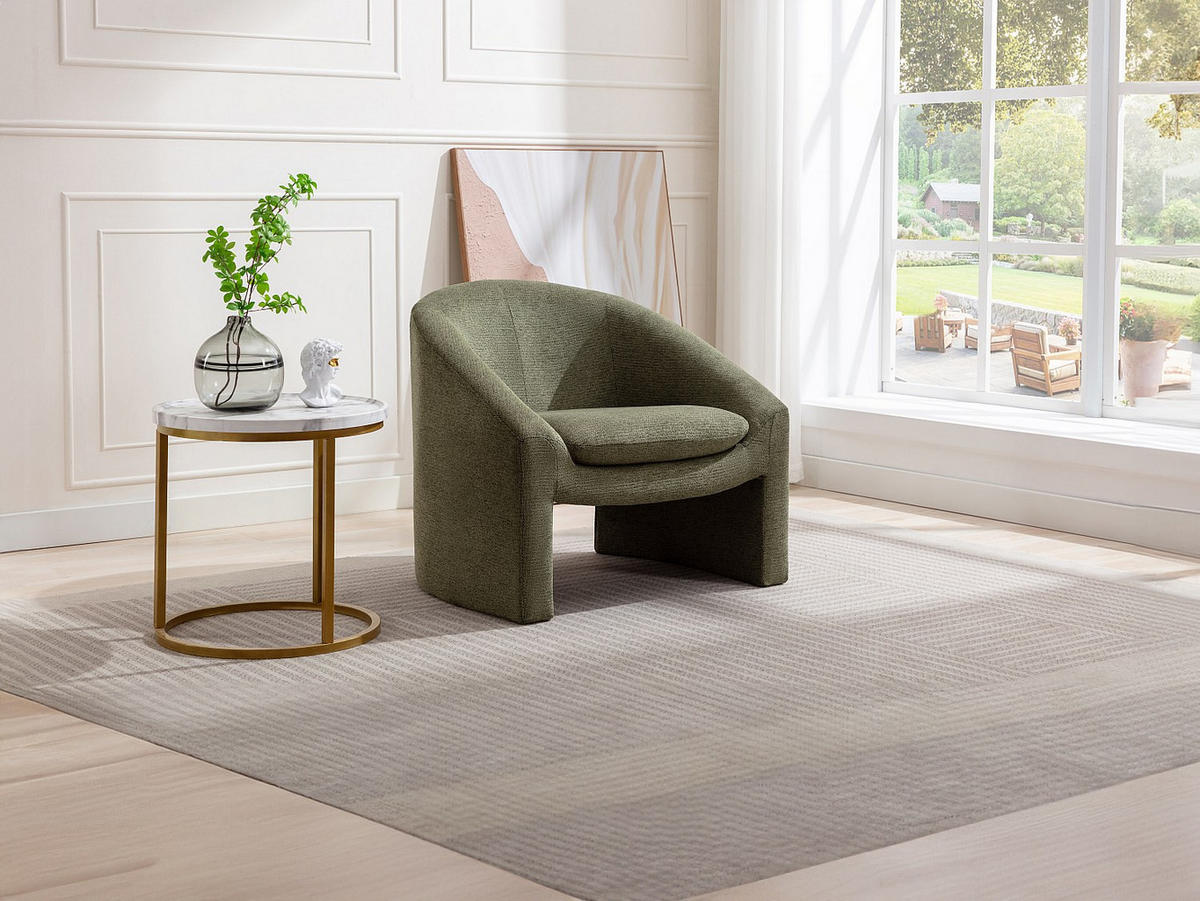 SESSEL - Stoff - Grün - OSSANA - Grün, Textil (83/74/74cm) - Vente-Unique