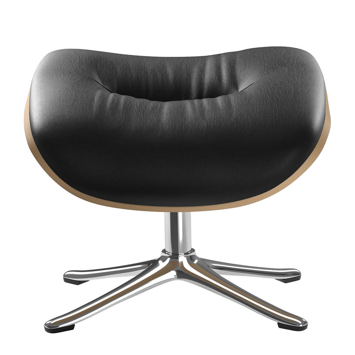 POLSTERHOCKER - Chromfarben/Schwarz, Leder/Metall (44/39/42cm) - home24