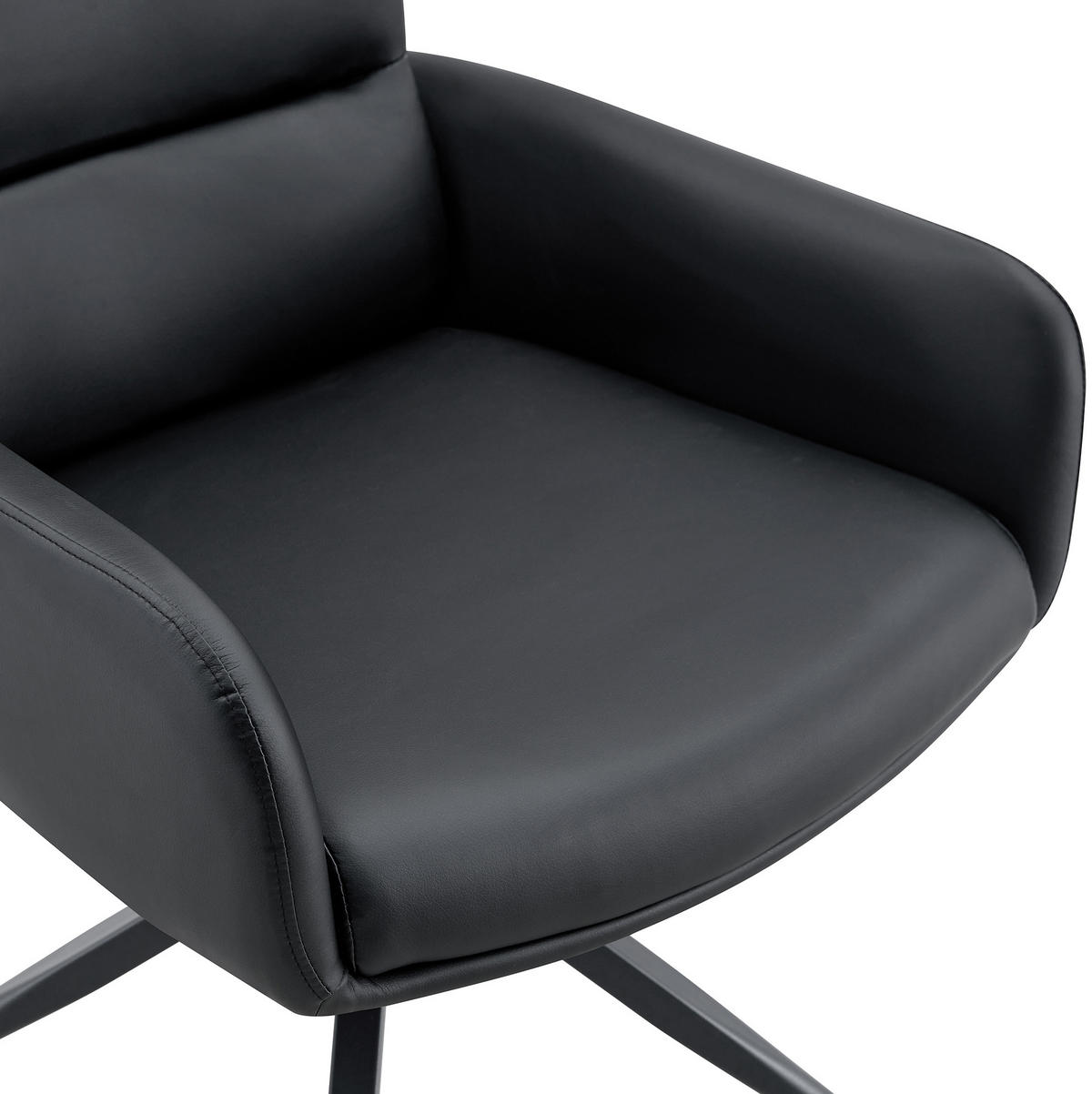 DREHSTUHL 2er-Set 360° drehbar 85 cm PU Schwarz Metall - Schwarz, Metall (50/85/55.1cm) - Meubliv