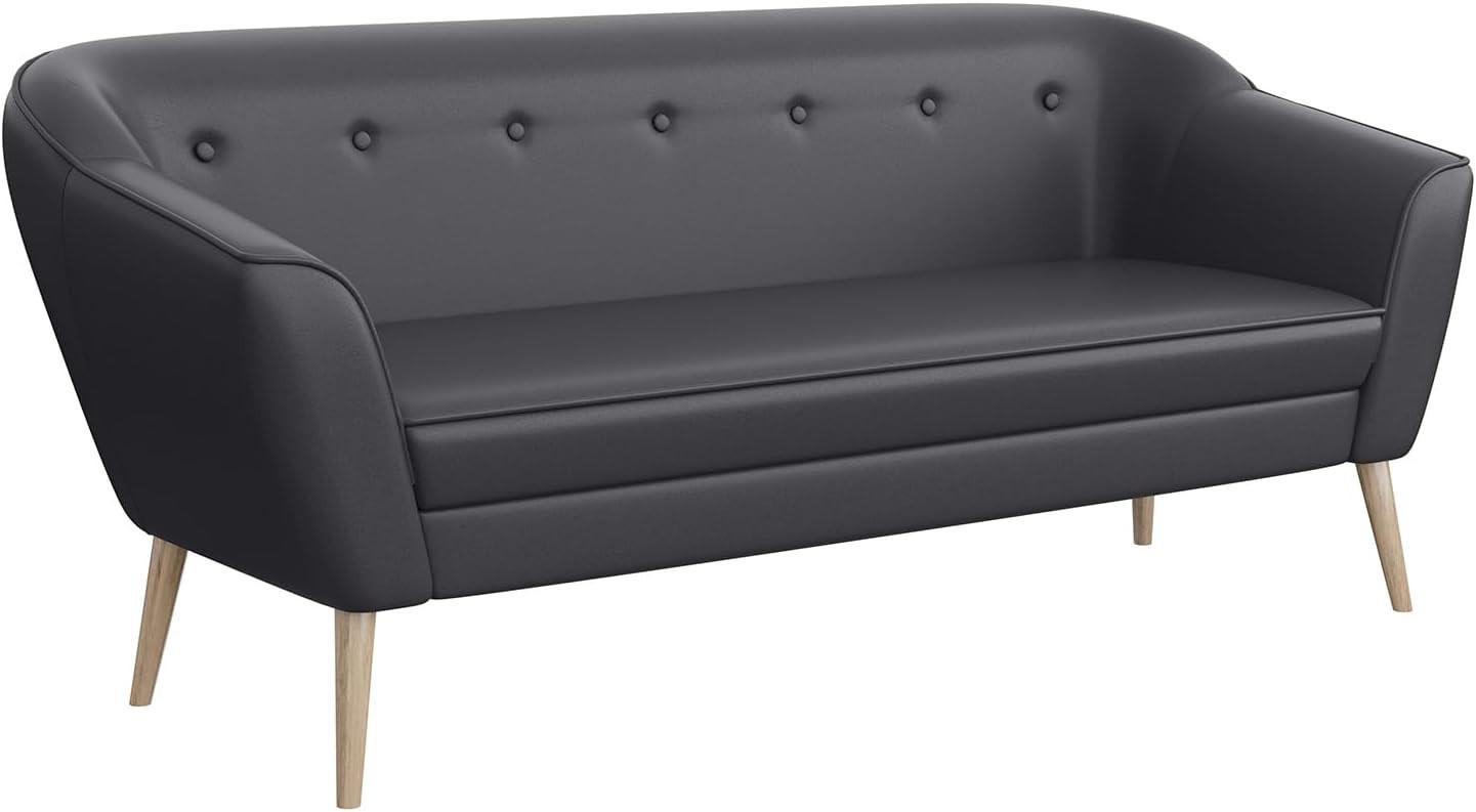 SOFA Doris (3-Sitzer) - Buchefarben/Grau, Holzwerkstoff/Buchenholz (180/75/74cm) - Meblini