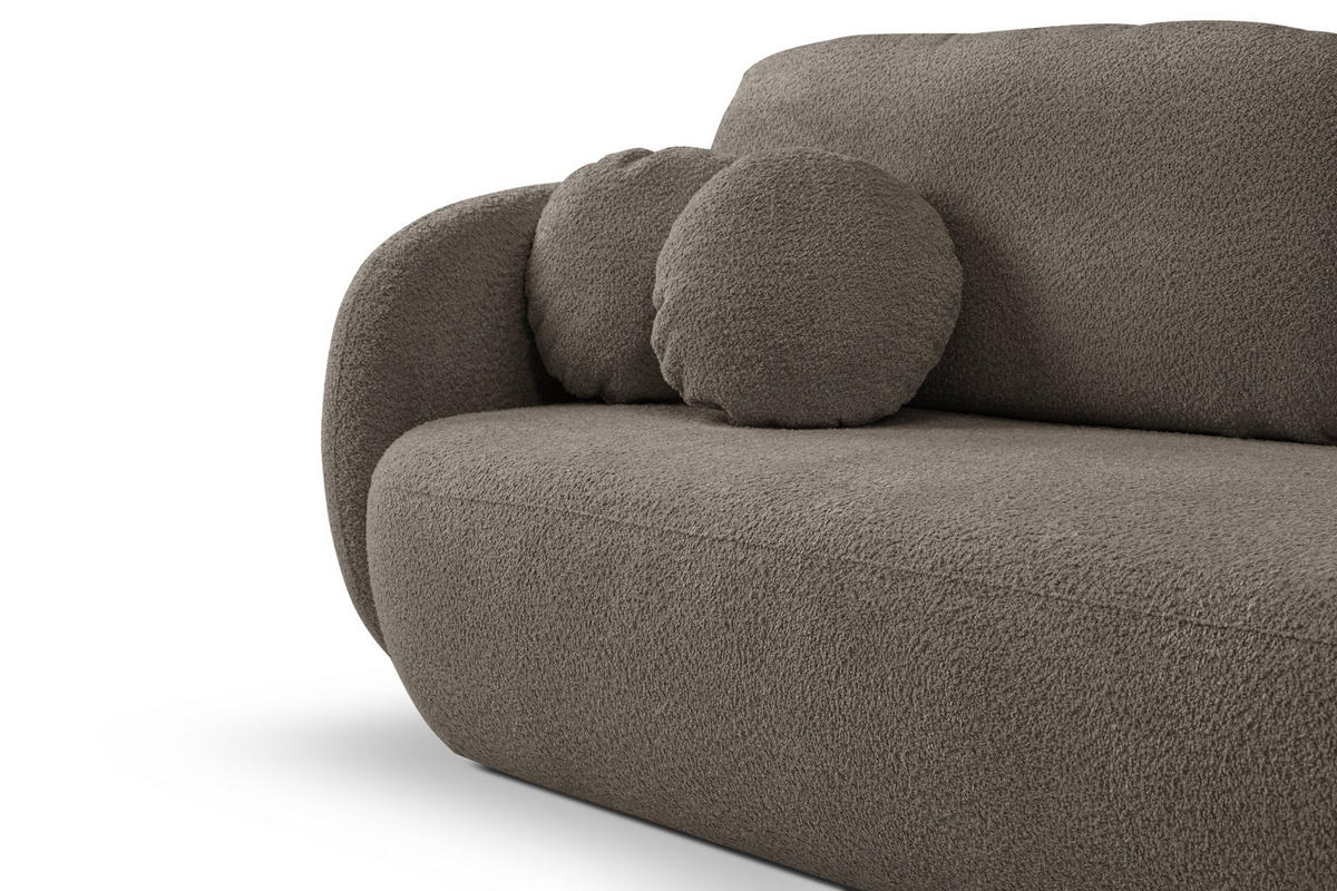 BETTSOFA AMICO Beige Bucle-Stoff mit Schlaffunktion - Beige, Holz (238/86.5/101cm) - MASSENO