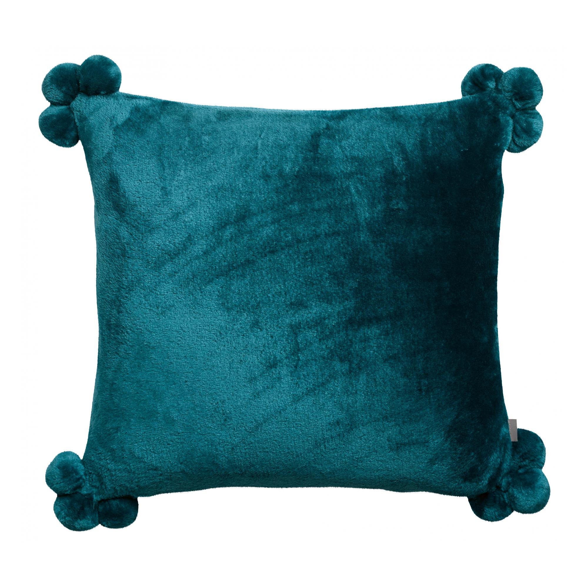 KISSEN Tender Pompons pfau 45 x 45 cm - Blau, Textil (45/45cm) - Vivaraise