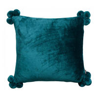 KISSEN Tender Pompons pfau 45 x 45 cm - Blau, Textil (45/45cm) - Vivaraise