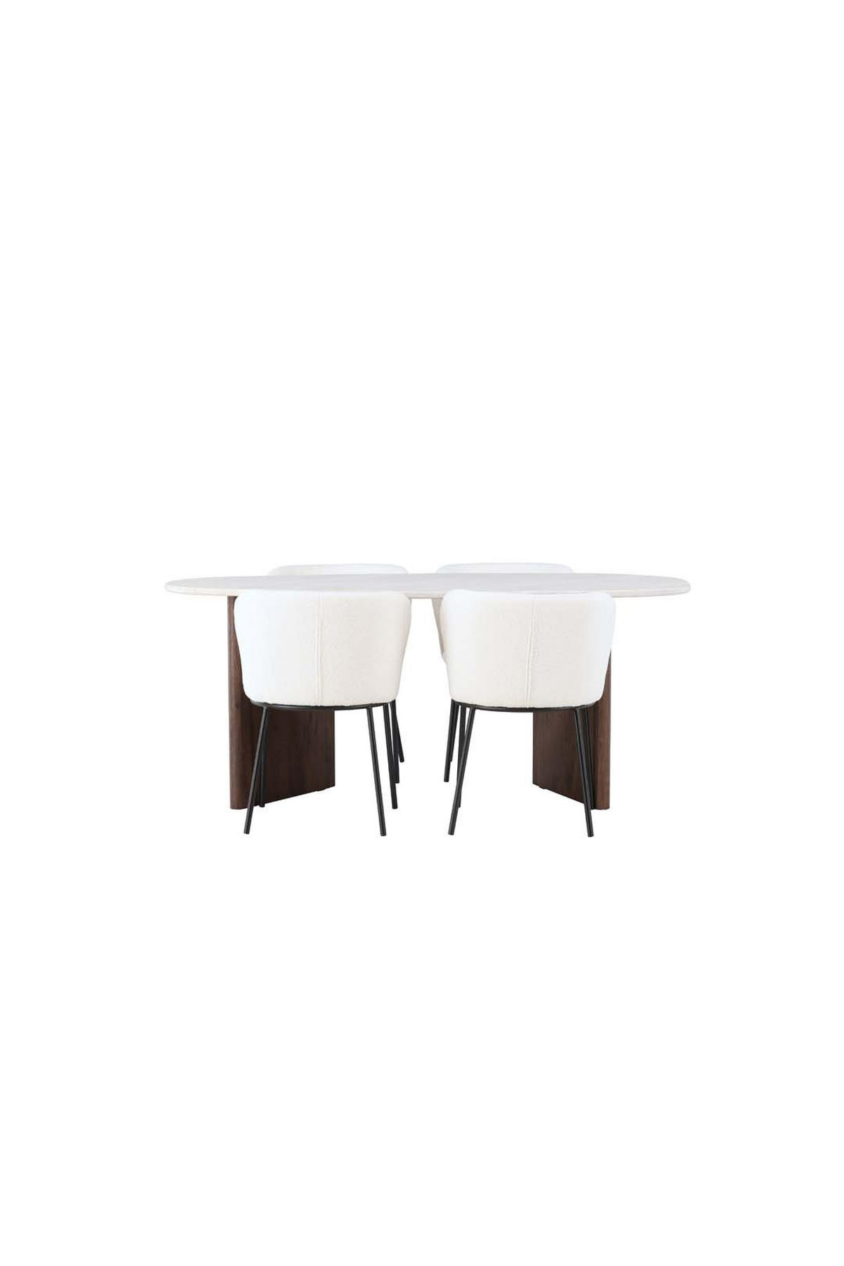 ESSGRUPPE, Grönvik, Tisch Weiß, Stühle Weiß, Holz, 90 x 180 x 75 cm, 5-teilig - Weiß, Holz/Metall (90/75/180cm) - ebuy24