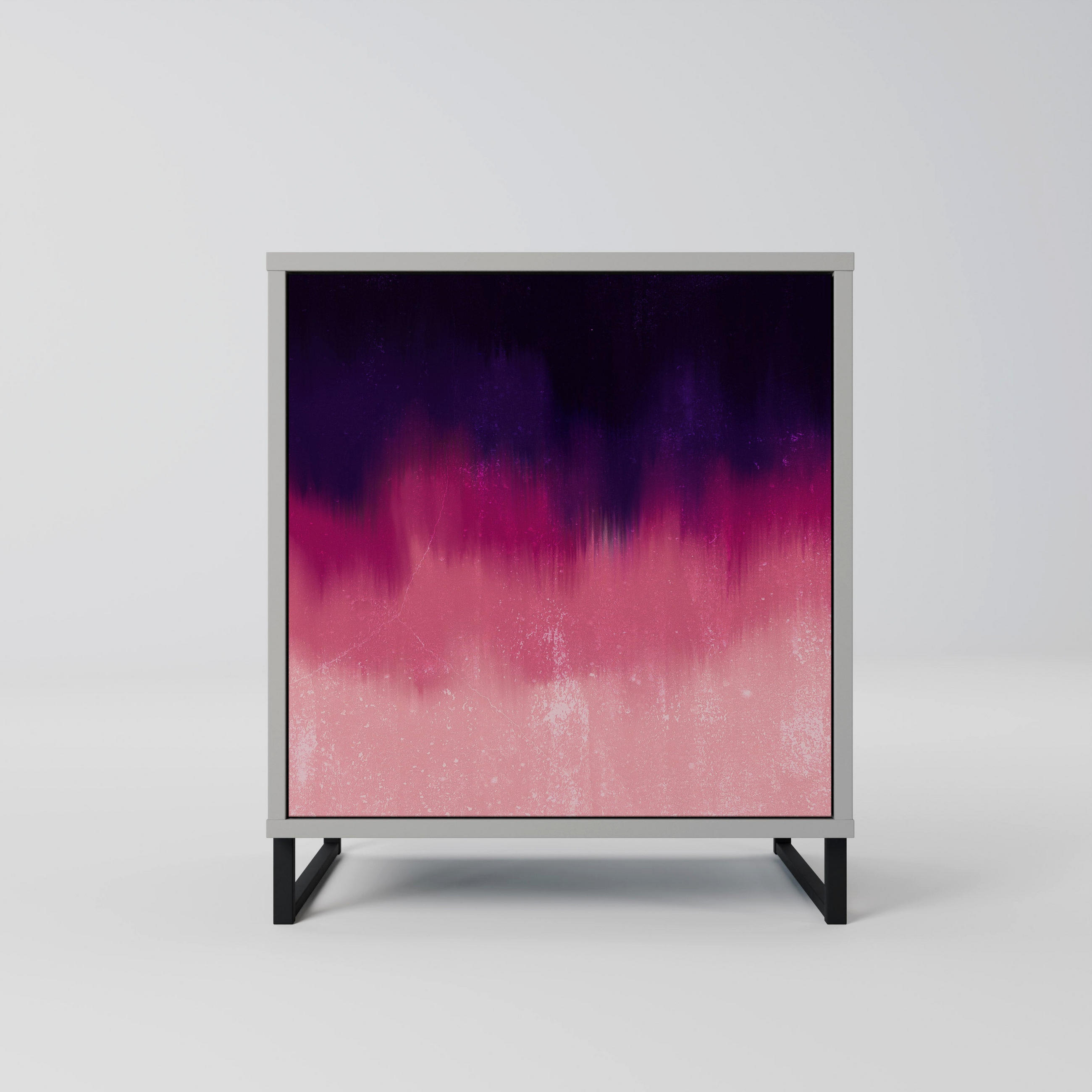 SIDEBOARD AURORA BOREALIS, Grau, 57,5x42x67,5 cm, Schwarze Metall-Rahmenfüße - Multicolor/Schwarz, Holzwerkstoff/Metall (57.5/67.5/42cm) - SpaceRebels