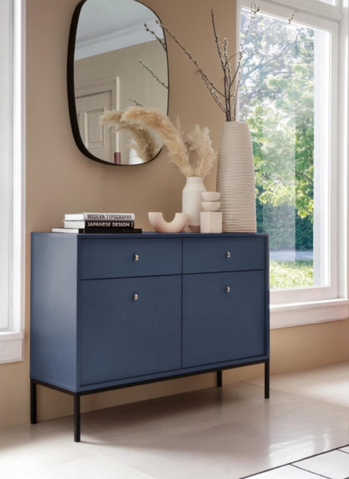 SIDEBOARD Blau MONAKO MKSZ104 Mit Schwarzem Gestell - Blau, Holzwerkstoff (103.5/83.2/39cm) - Sepro Meble