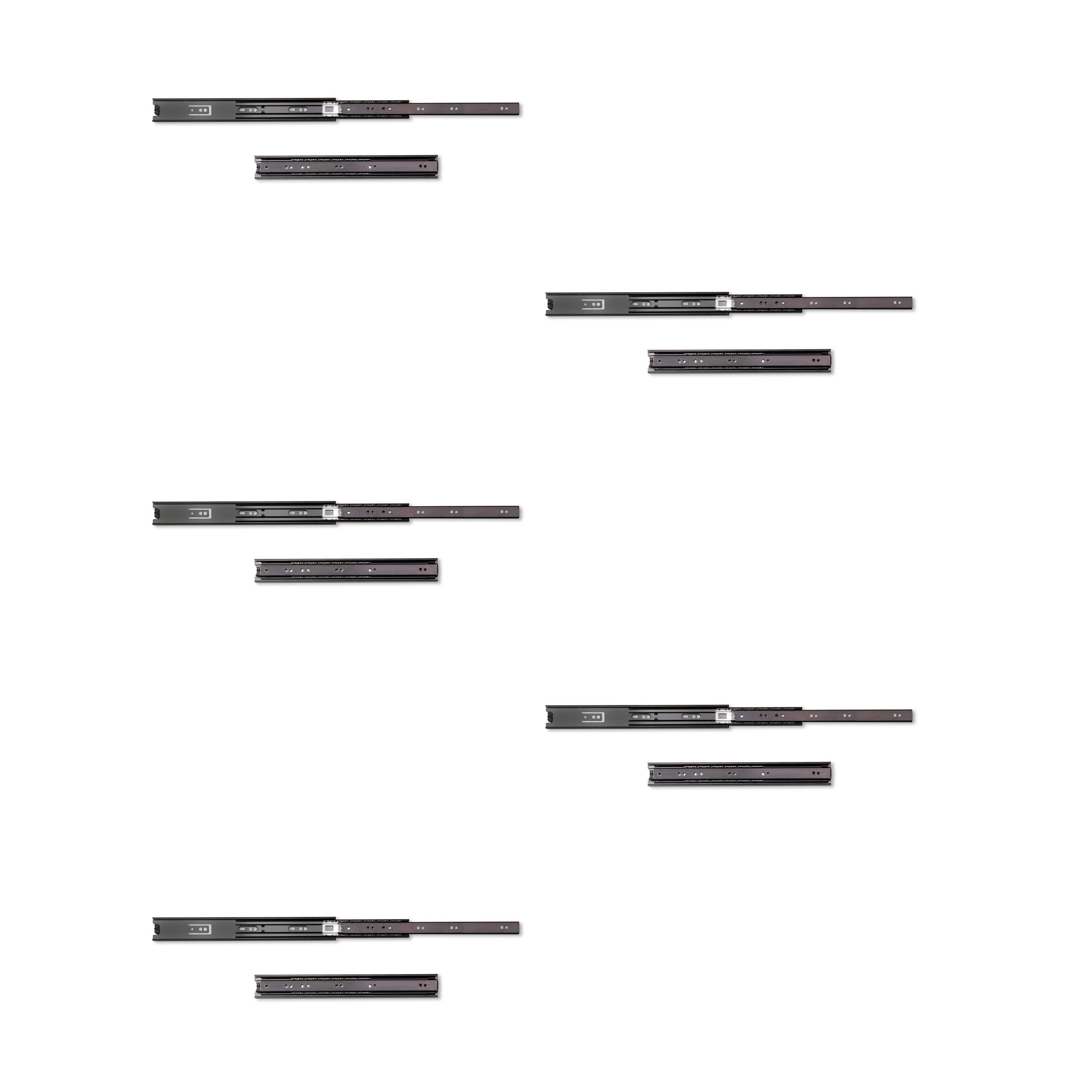 KUGELFÜHRUNGEN Höhe 45mm, Tiefe 350mm, Vollauszug, Schwarz 5er-set - Schwarz, Metall (1.27/5/35cm) - EMUCA
