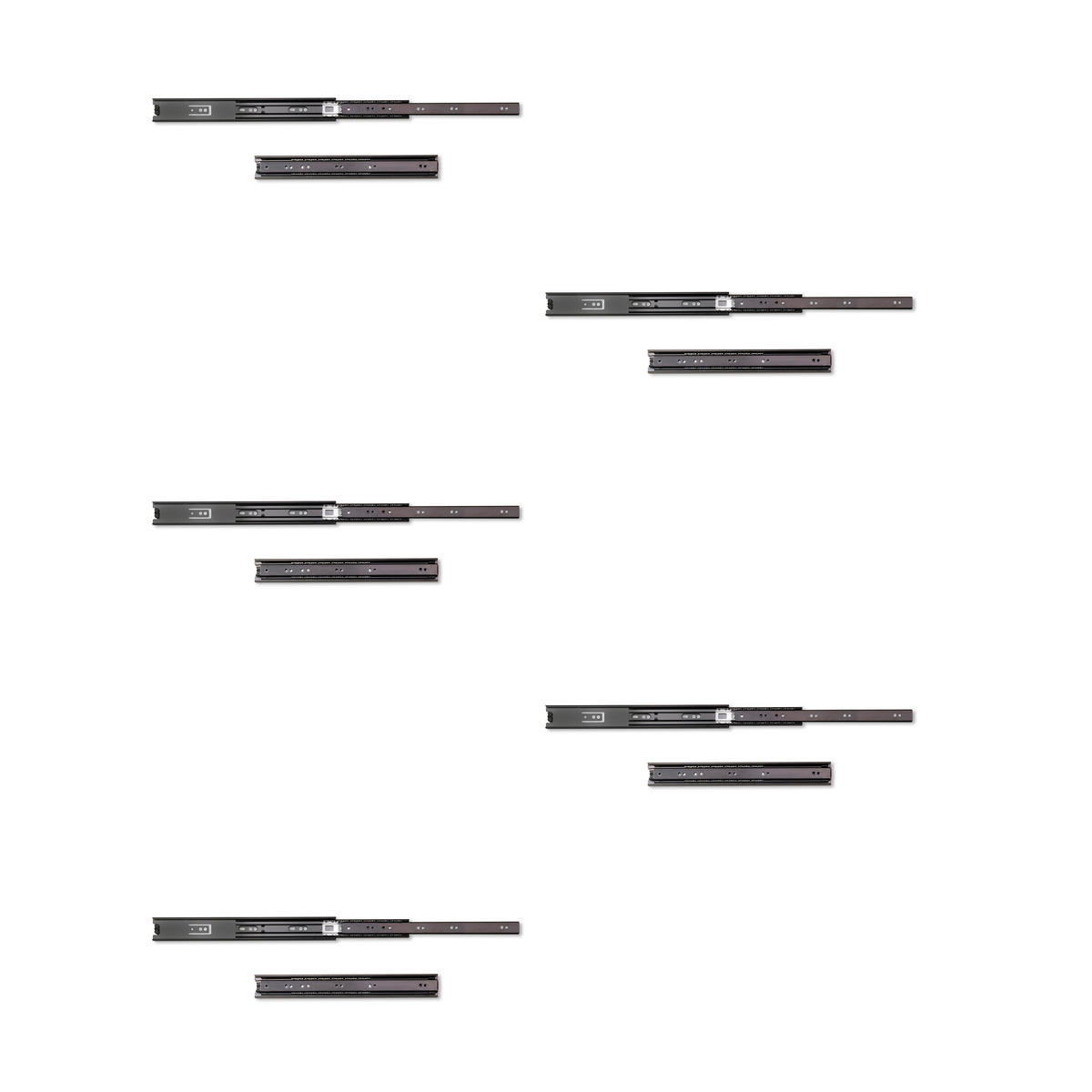 KUGELFÜHRUNGEN Höhe 45mm, Tiefe 350mm, Vollauszug, Schwarz 5er-set - Schwarz, Metall (13/6/40cm) - EMUCA