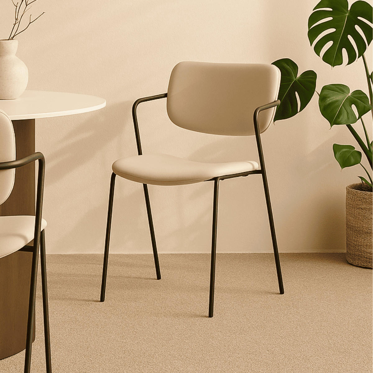 ESSZIMMERSTUHL Maika Beige 49/55/48 cm 2er-Set - Beige, Textil (55/48/49cm) - Calicosy