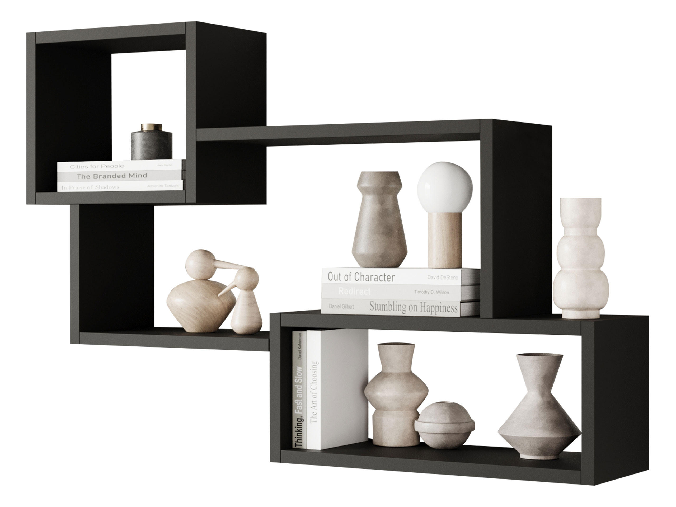 Mirjan24 Wandregal Schwarz 87x54x18 cm