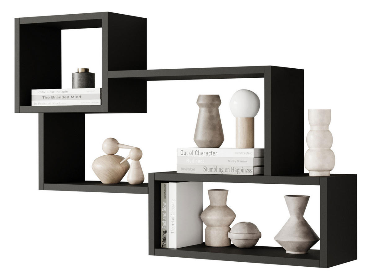 WANDREGAL Trio 005 - Schwarz, Holzwerkstoff (87/54/18cm) - MIRJAN24