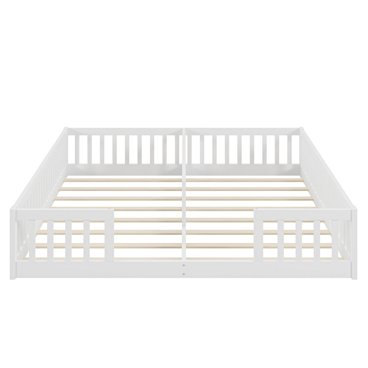 KINDERBETT 90/200 cm Weiß Paneelbett mit Geländer aus Kiefernholz - Weiß, Holz (90/200cm) - OKWISH