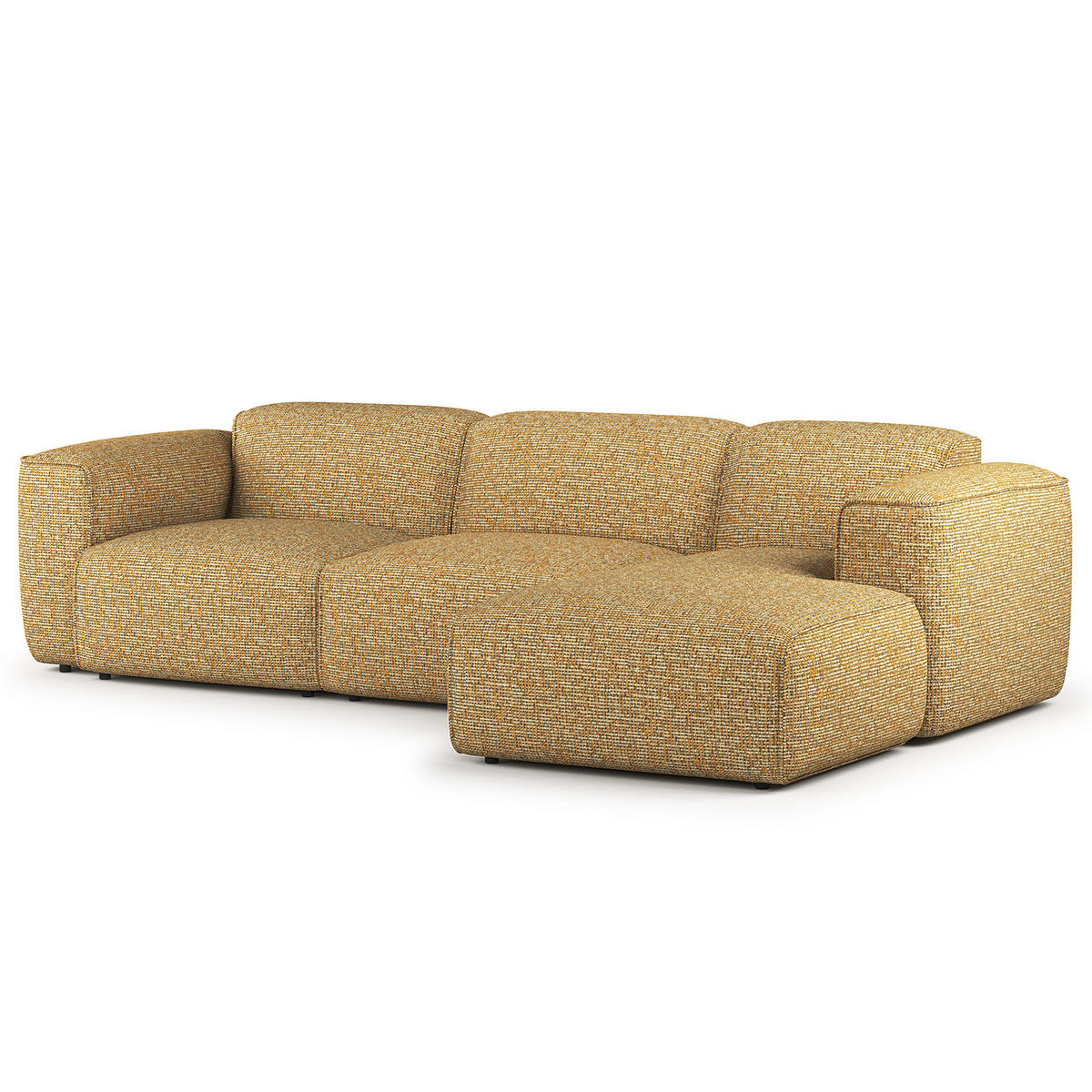 3-SITZER ECKSOFA mit Longchair - Schwarz/Honig, Kunststoff/Textil (284/173cm) - home24