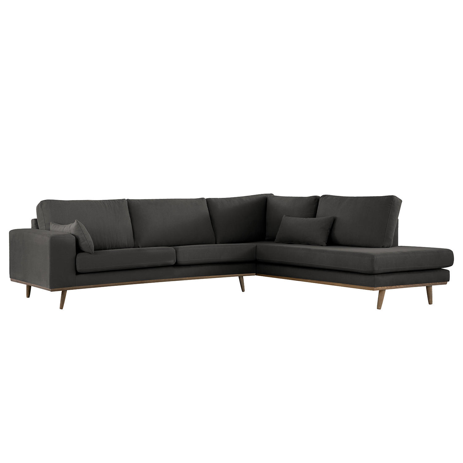 ECKSOFA mit Ottomane - Eichefarben/Anthrazit, Naturmaterialien/Eichenholz (287/219cm) - home24