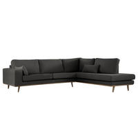 ECKSOFA mit Ottomane - Eichefarben/Anthrazit, Naturmaterialien/Eichenholz (287/219cm) - home24