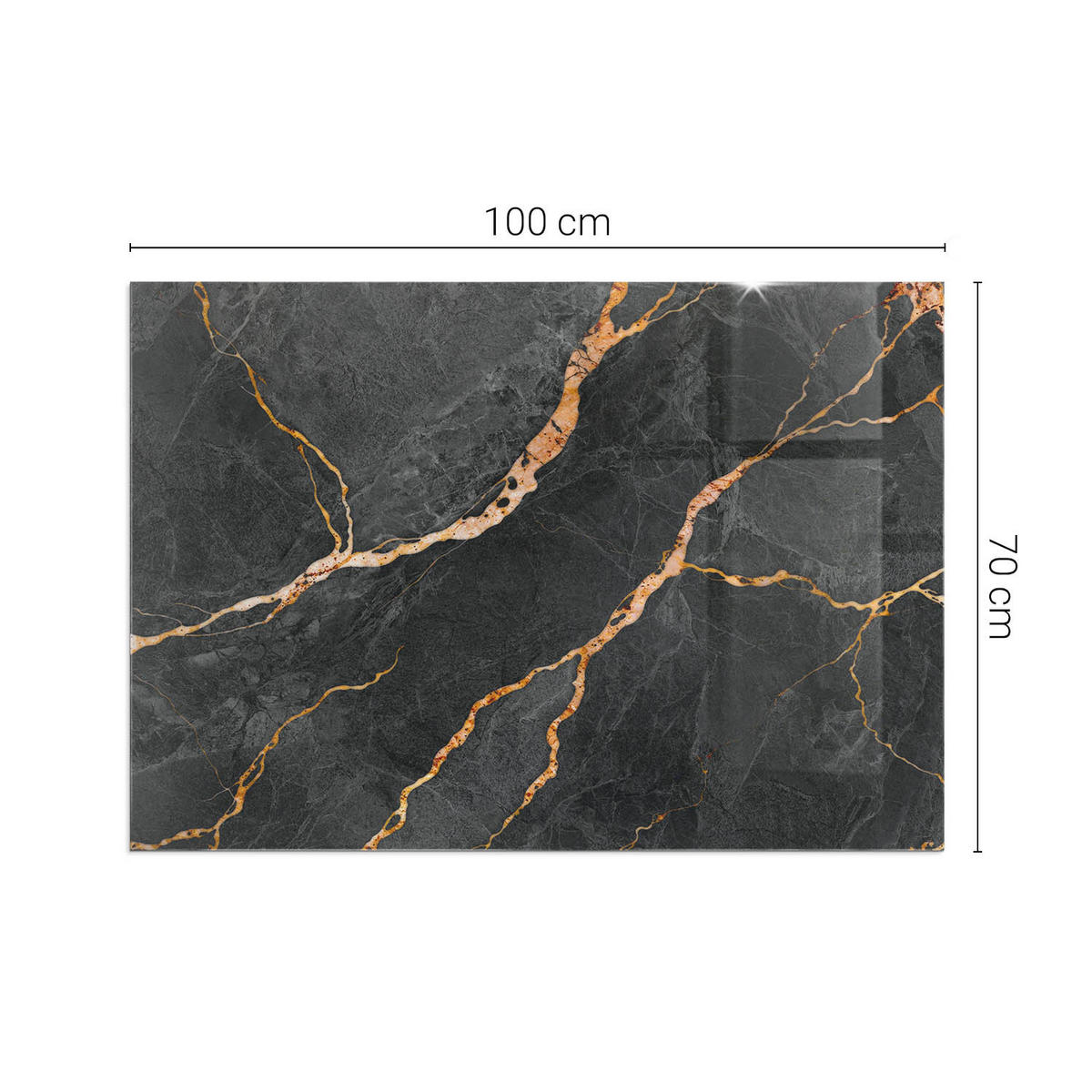 GLASPLATTE für Kamin 100x70 cm - Schwarz, Glas (100/70/0.4cm) - TULUP