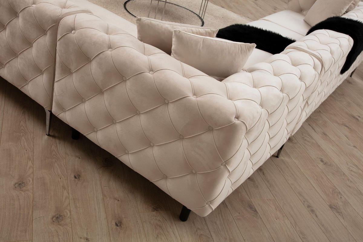 ECKSOFA mit großzügiger XXL Sitzfläche für die ganze Familie - Chromfarben/Beige, Holz/Textil (310/270cm) - myHomelando