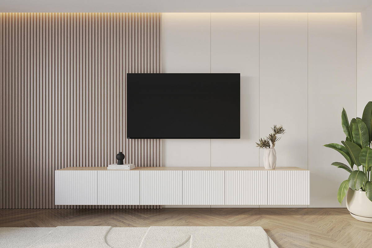 LOWBOARD NOA-2-W 3x100x40x41 cm - Artisan / Weiß - Weiß, Holzwerkstoff (300/40/41cm) - ALTDECOR