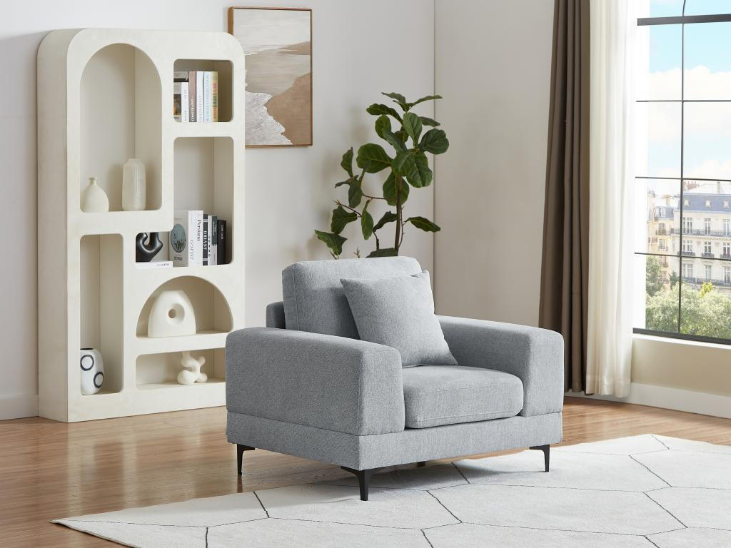 SESSEL - Strukturstoff - Hellgrau - JAMOLO - Hellgrau, Textil (89/82/107cm) - Vente-Unique