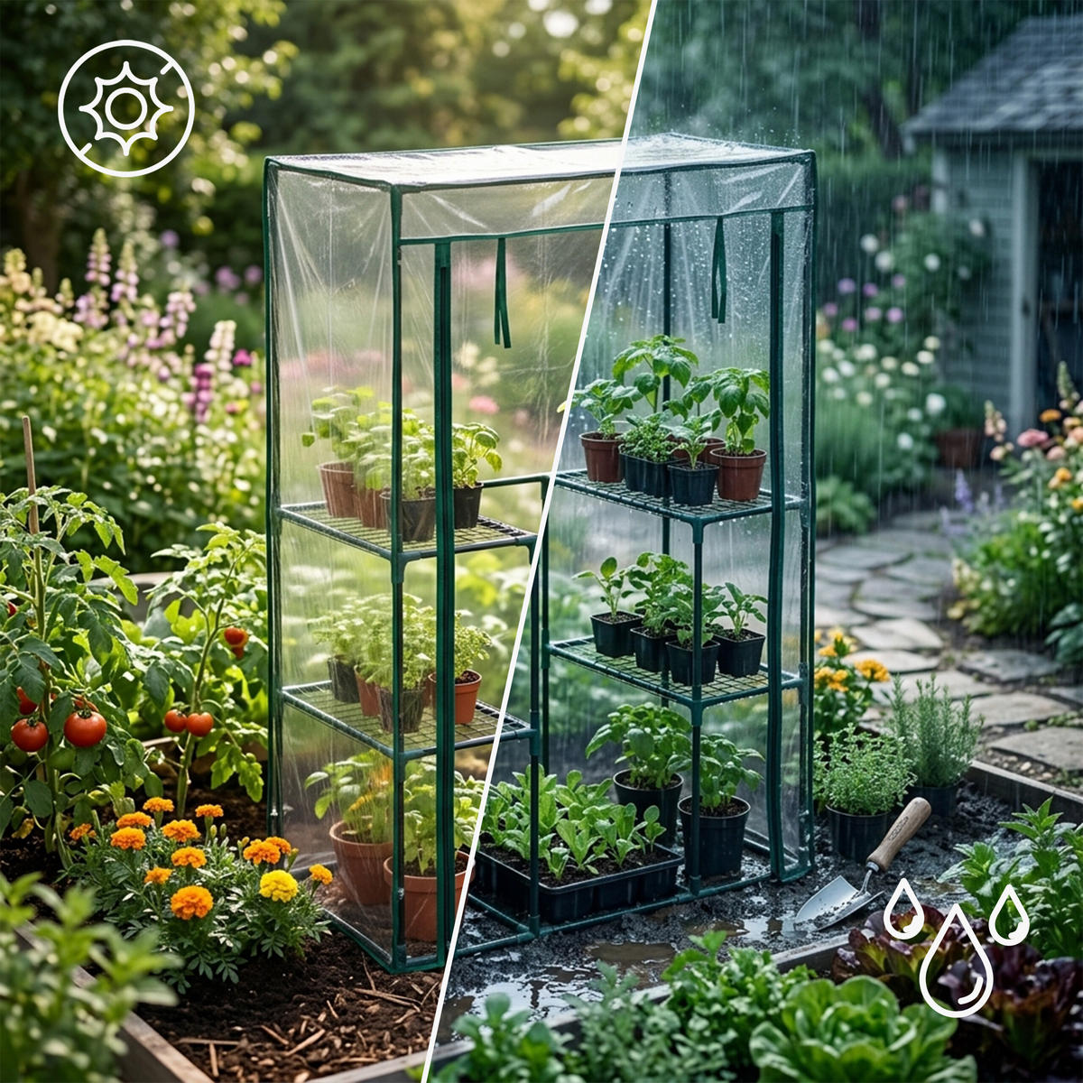 GEWÄCHSHAUS Transparent Tomaten PVC 150x100x50 cm - Transparent, Kunststoff/Metall (100/150/50cm) - Relaxdays