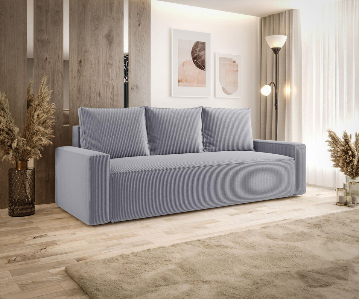 SOFA mit Schlaffunktion SAVIO Poso 55 - Grau, Textil (232/90/90cm) - Bedante