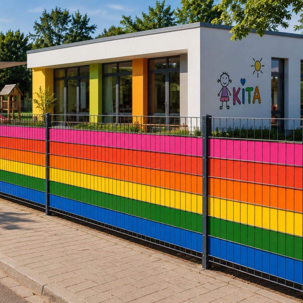 SICHTSCHUTZSTREIFEN PREMIUM Kita-Set Regenbogen - Multicolor, Kunststoff (1560/19cm) - ZAUN|ZU