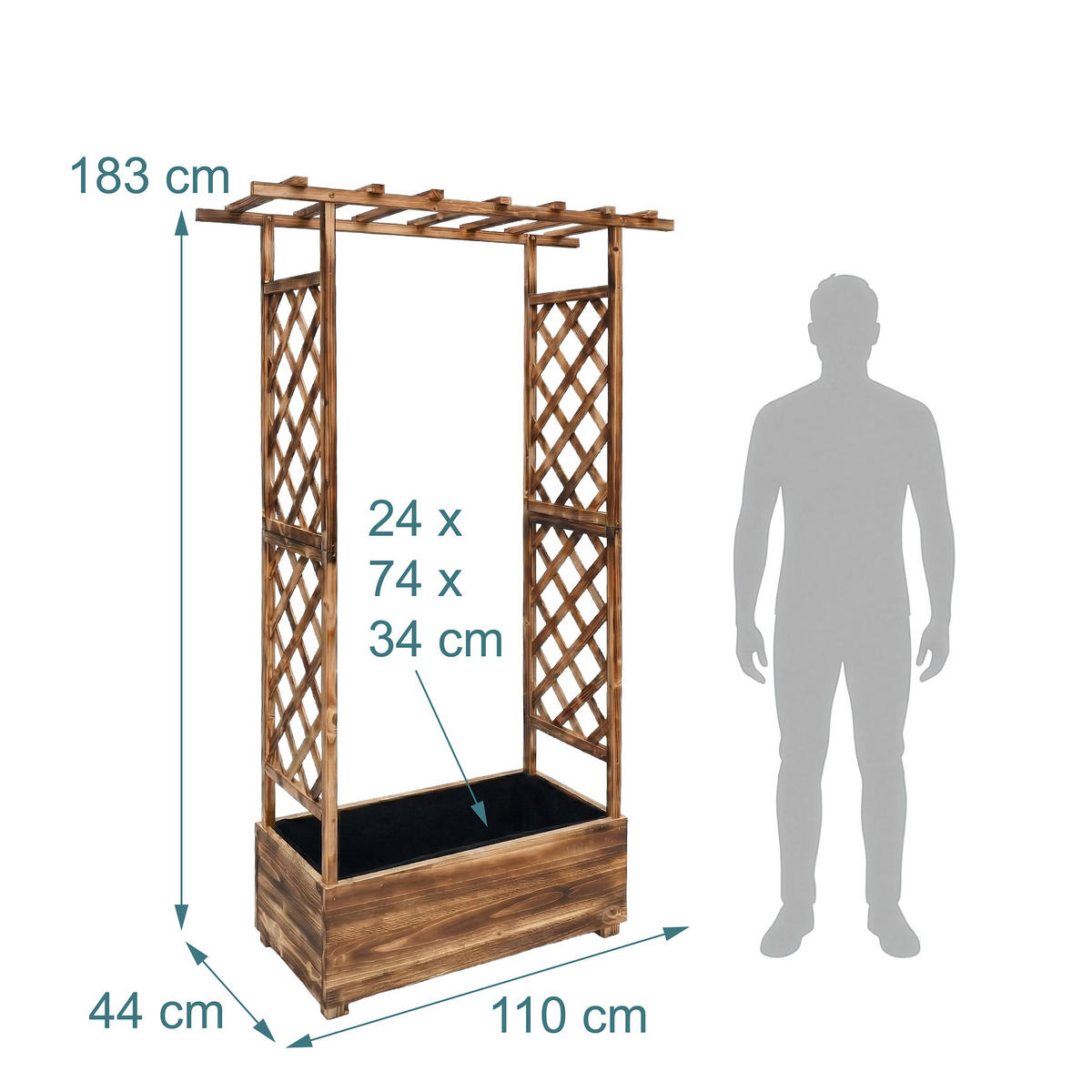 KVĚTINOVÝ box - hnědá, dřevo/textil (110/183/44cm) - Relaxdays