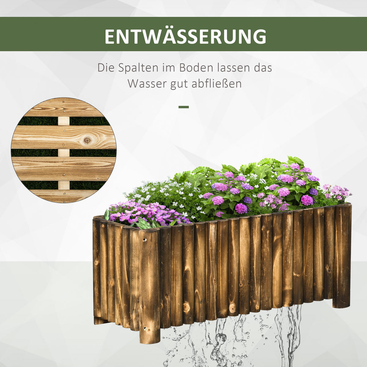 HOCHBEET Pflanzkasten Pflanzbeet Gemüse Blumenbeet Blumenkasten, Tannenholz, Natur - Fichtefarben, Holz (38.5/40/100cm) - Outsunny