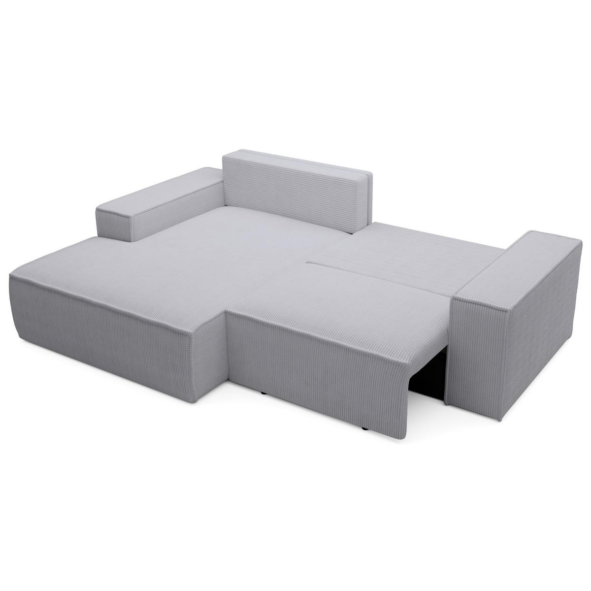 ECKSOFA Farese Mini mit Cordbezug Hellgrau, links - Hellgrau/Schwarz, Textil (240/167cm) - Selsey