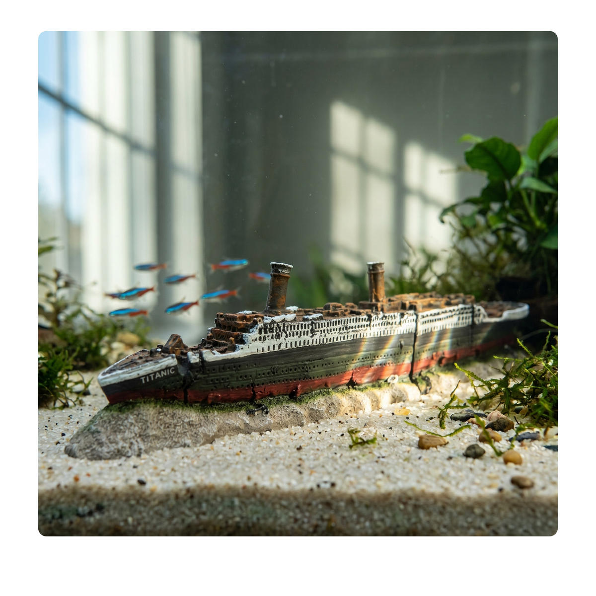 VÝZDOBA akvária - různobarevná, plast (38.5/9/5cm) - Relaxdays