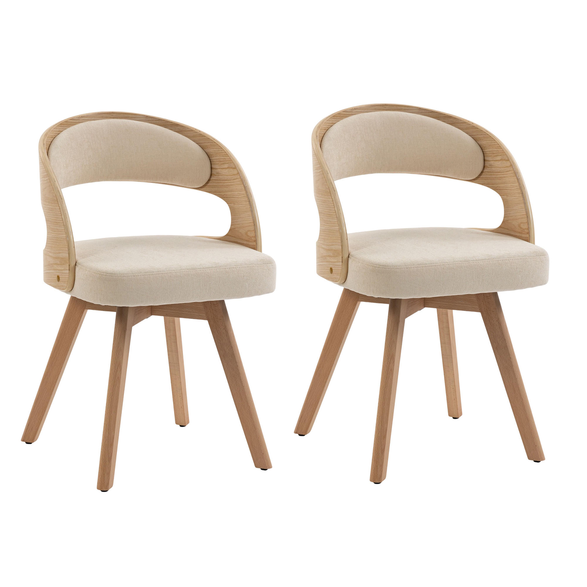 ARMLEHNSTUHL-SET DE-36276 2 Stück mit 360°-Drehung Beige - Beige, Holz (44/72/41cm) - ComfortXL